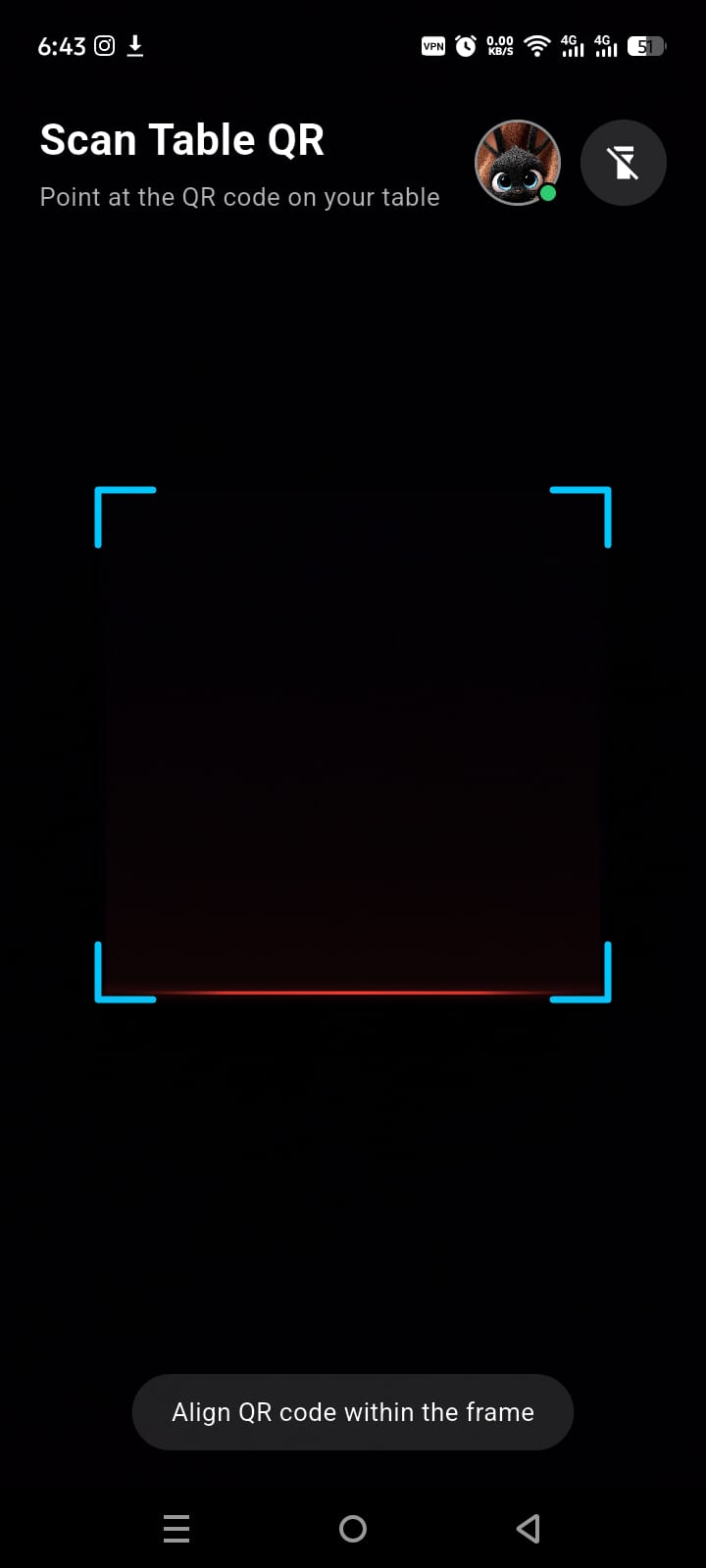 QR code scanning screen in Hotelz app